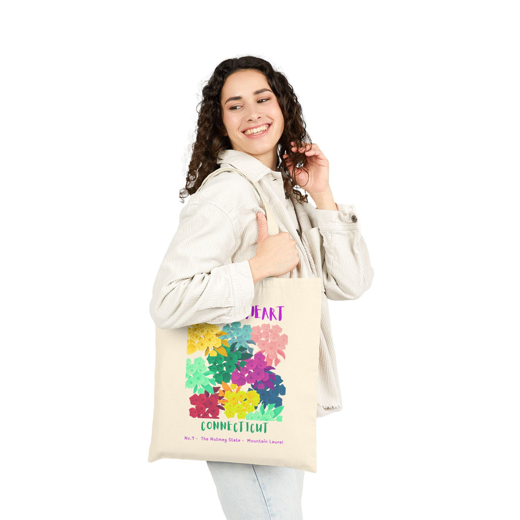 Wild at Heart Connecticut Tote Bag – Colorful Florals Canvas Tote, Nature Explorer Gift for Kids