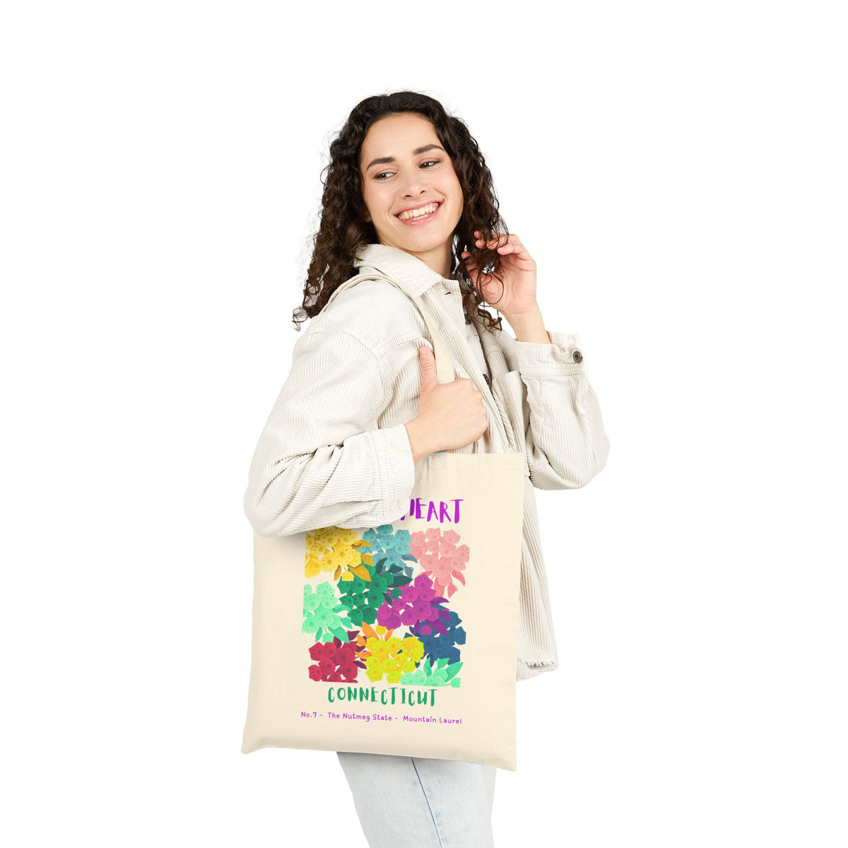 Wild at Heart Connecticut Tote Bag – Colorful Florals Canvas Tote, Nature Explorer Gift for Kids
