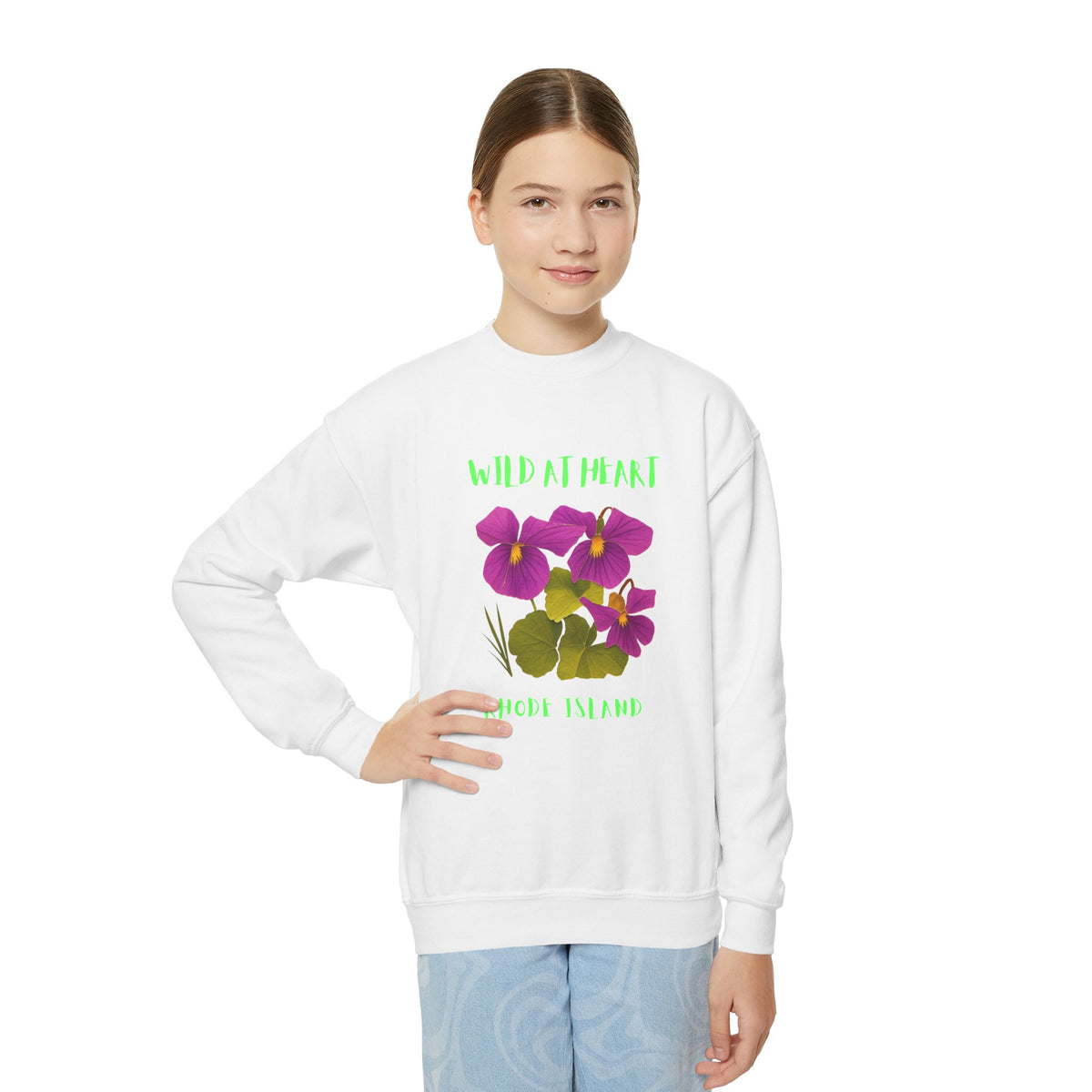 Rhode Island Wild at Heart Youth Crewneck Sweatshirt