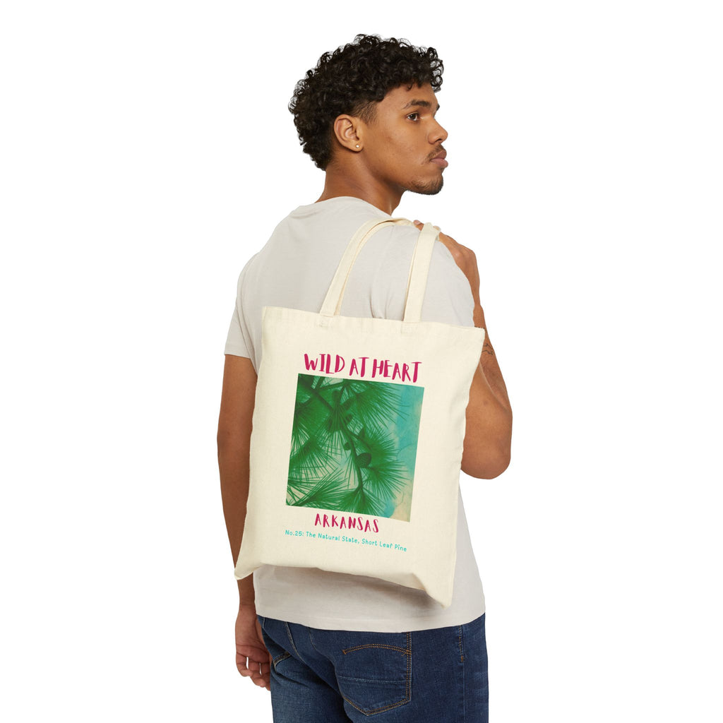 Wild at Heart Arkansas Tote Bag – Palm Print Canvas Tote, Nature Explorer Gift for Kids