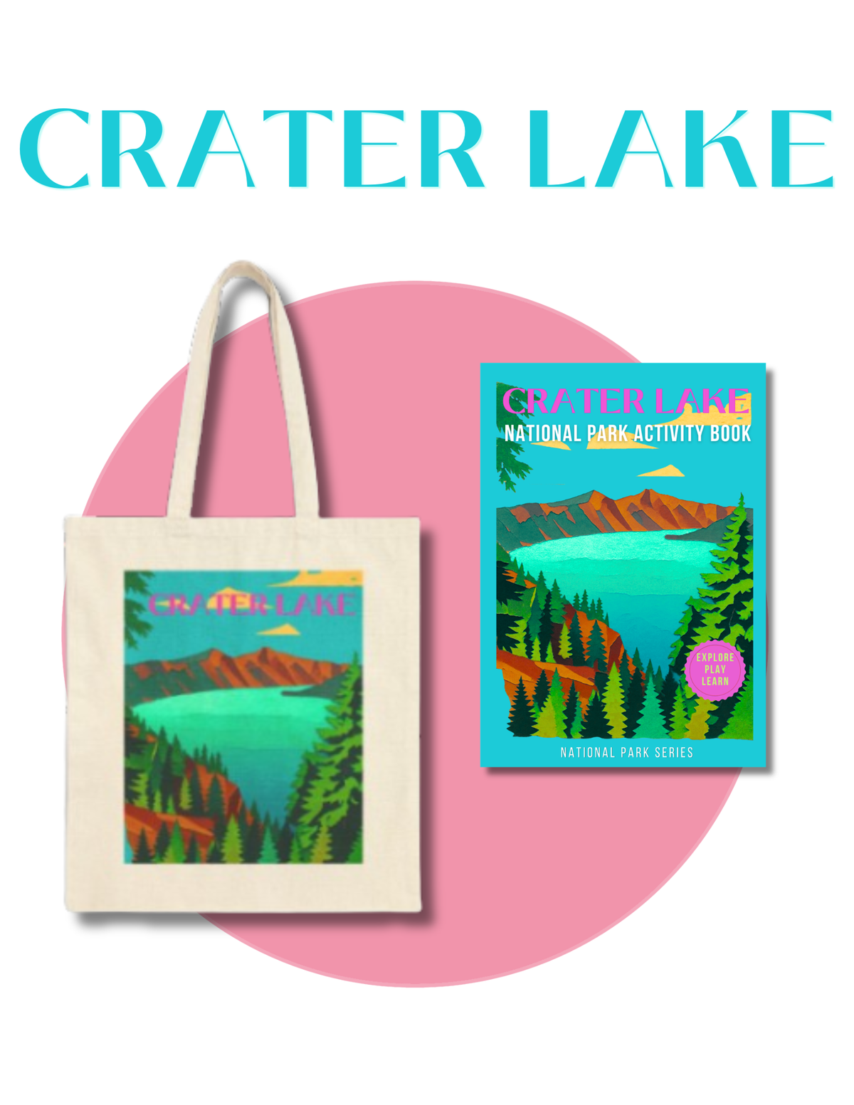 Wild at Heart Crater Lake National Park Gift Set – Activity Book + Canvas Tote, Kids Explorer Bundle