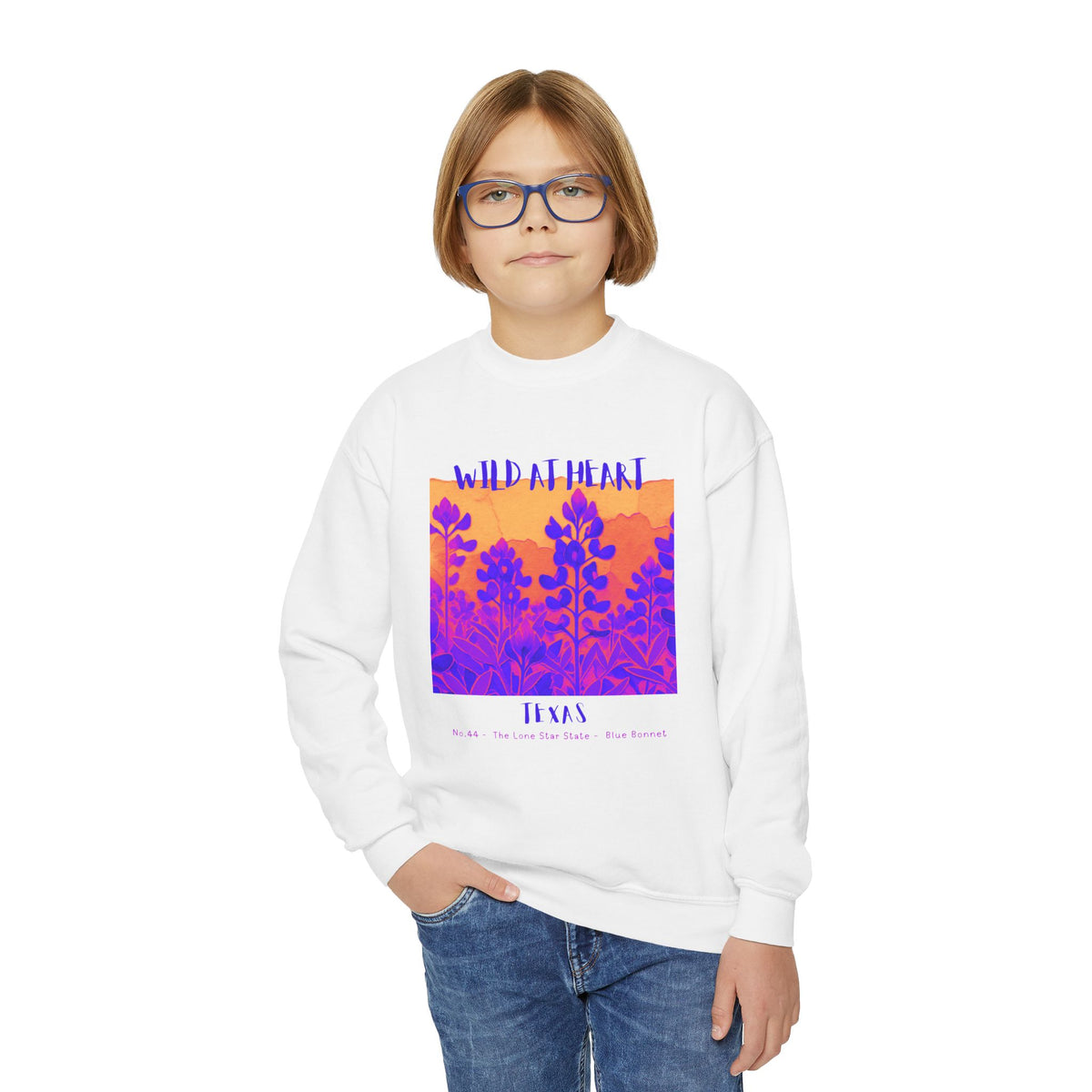 Texas Wild at Heart Youth Crewneck Sweatshirt