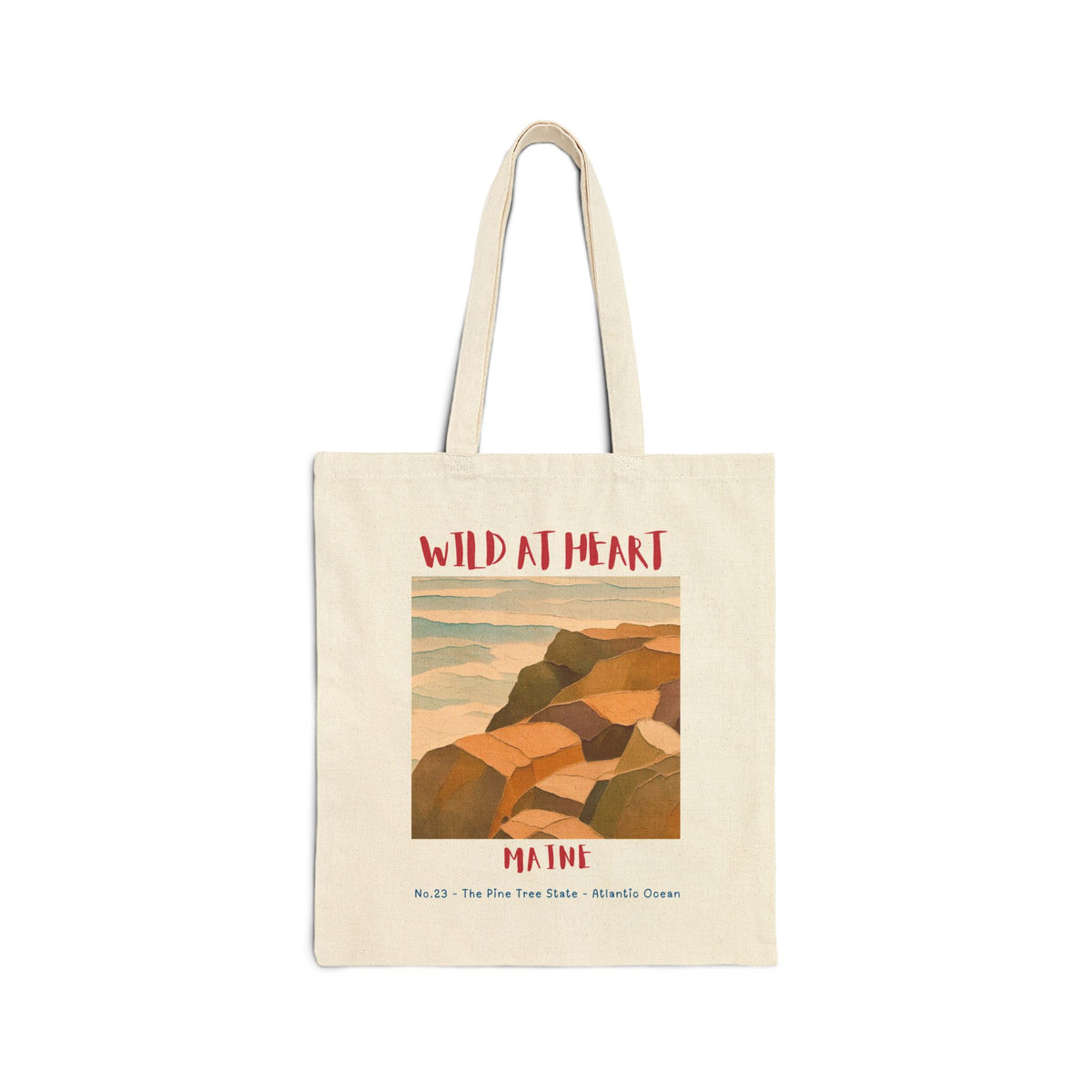 Wild at Heart Maine Tote — Vintage Coastal Landscape Cotton Canvas Bag