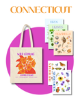 Connecticut Nature Gift Set for Kids Ages 7-12 – 5 Activity Books + Canvas Tote (Birds, Butterflies, Wildflowers, Leaves & Seashells)
