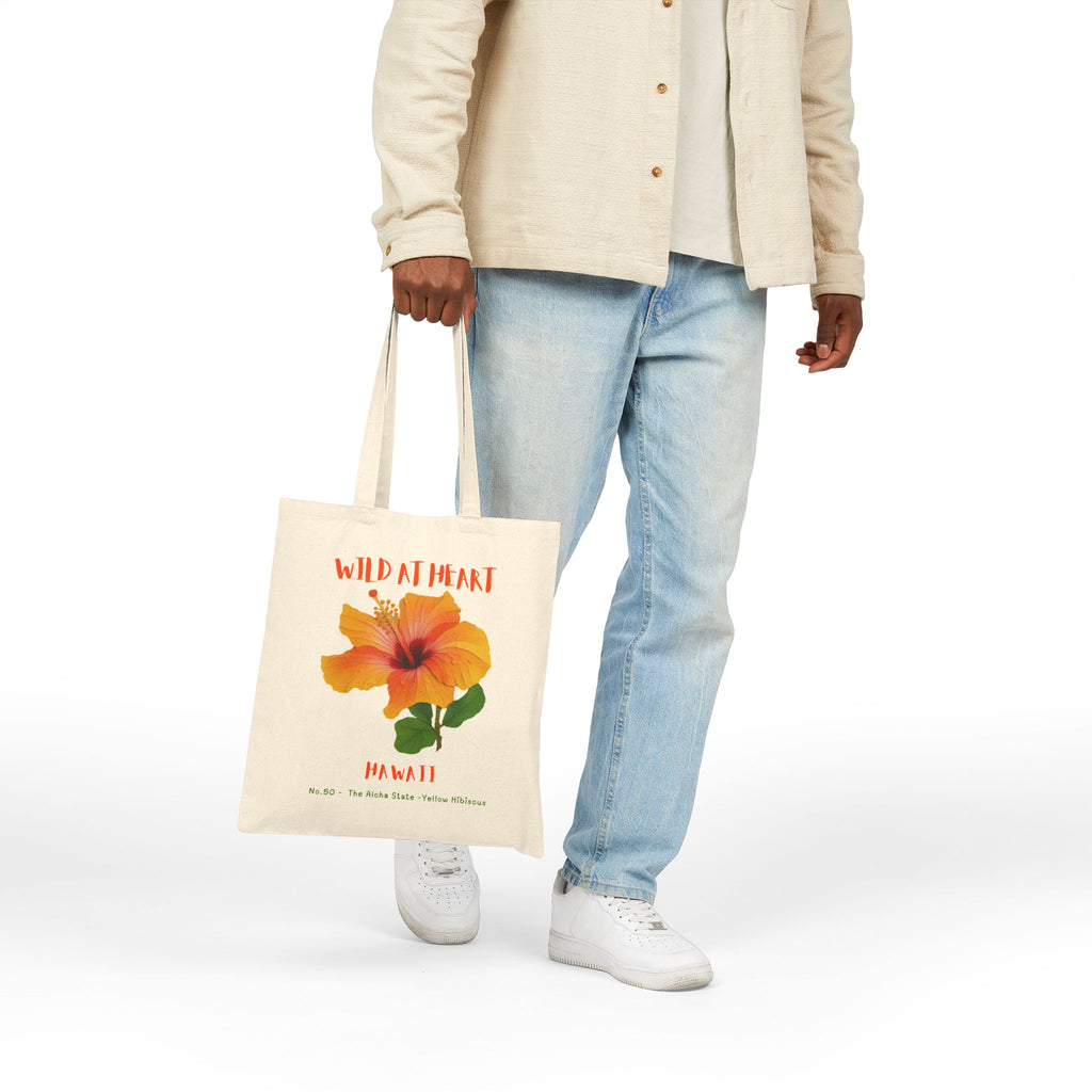 Wild at Heart Hawaii Tote Bag – Hibiscus Canvas Tote, Nature Explorer Gift for Kids
