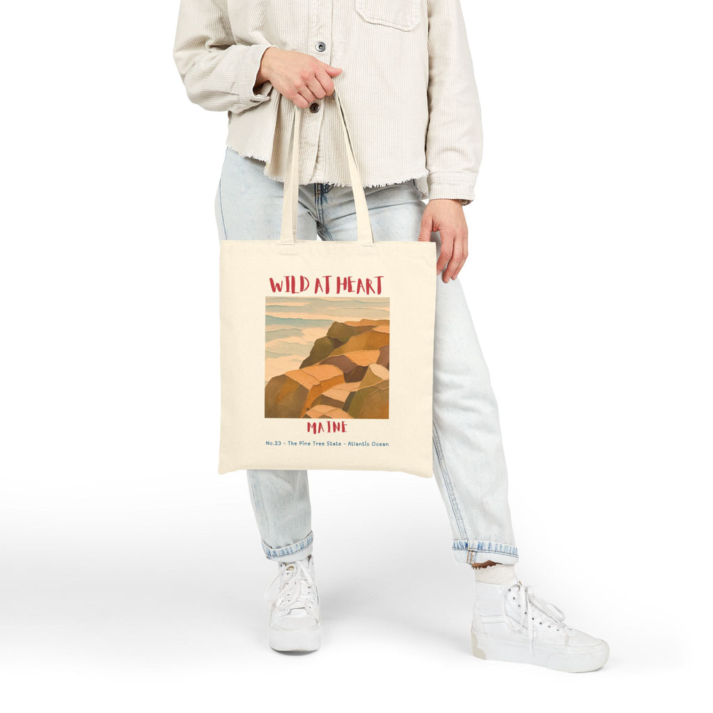 Wild at Heart Maine Tote — Vintage Coastal Landscape Cotton Canvas Bag