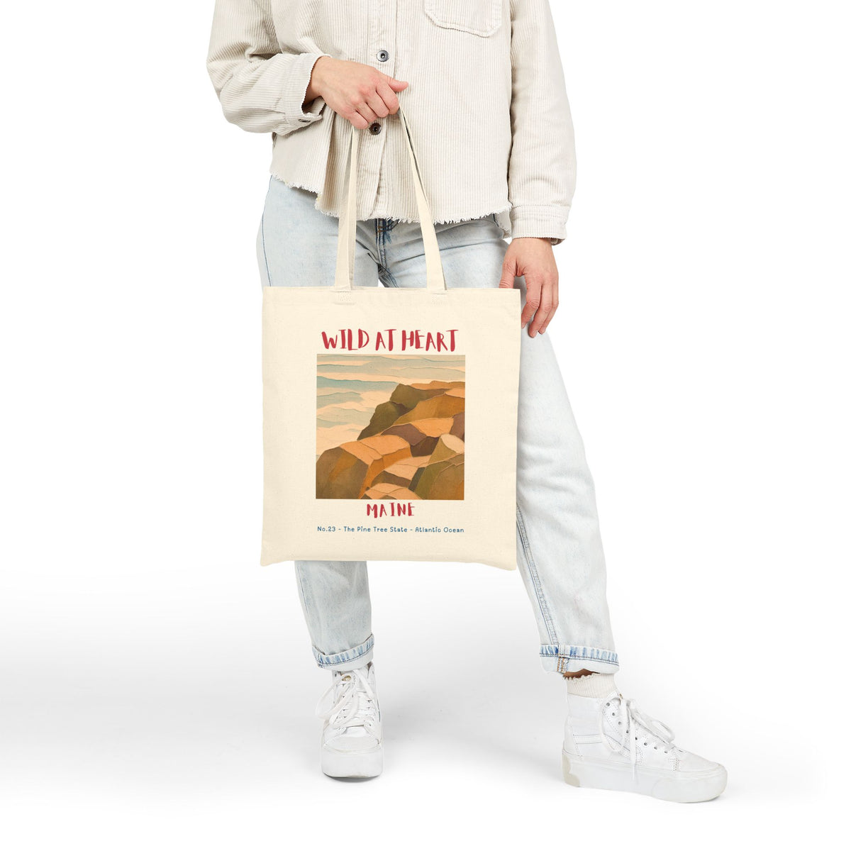 Wild at Heart Maine Tote — Vintage Coastal Landscape Cotton Canvas Bag