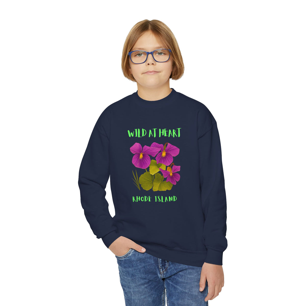 Rhode Island Wild at Heart Youth Crewneck Sweatshirt