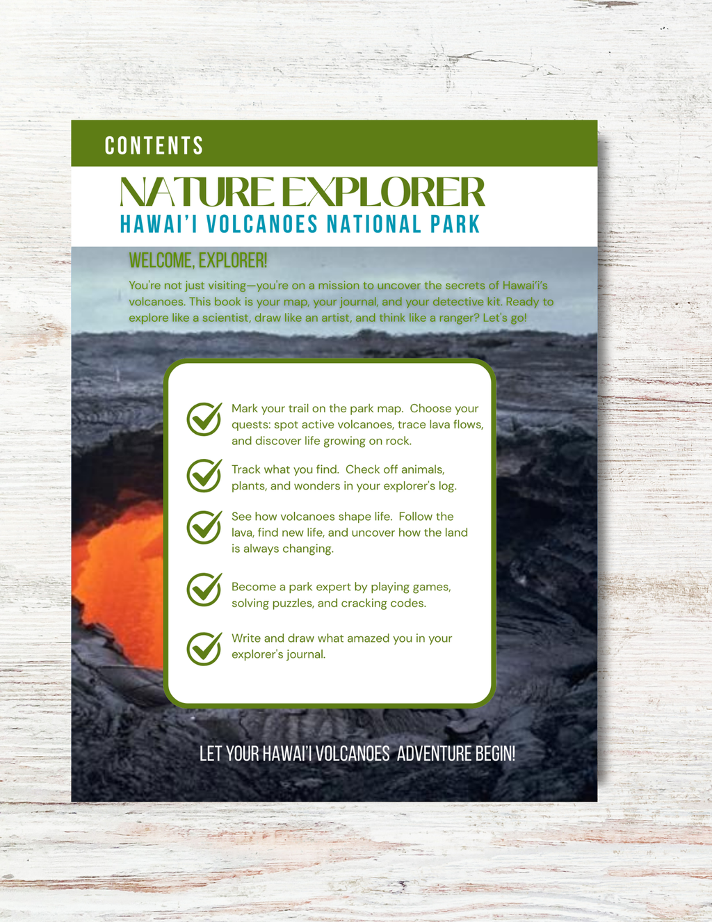 Hawaii Volcanos National Park Activity Book for Kids