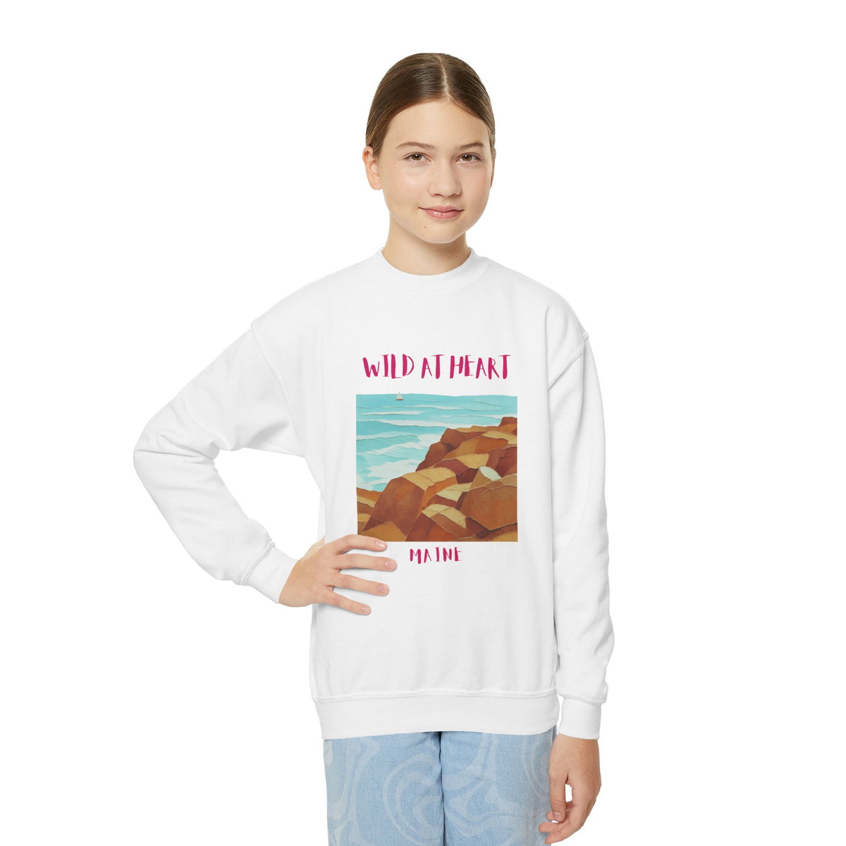 Maine Wild at Heart Youth Crewneck Sweatshirt