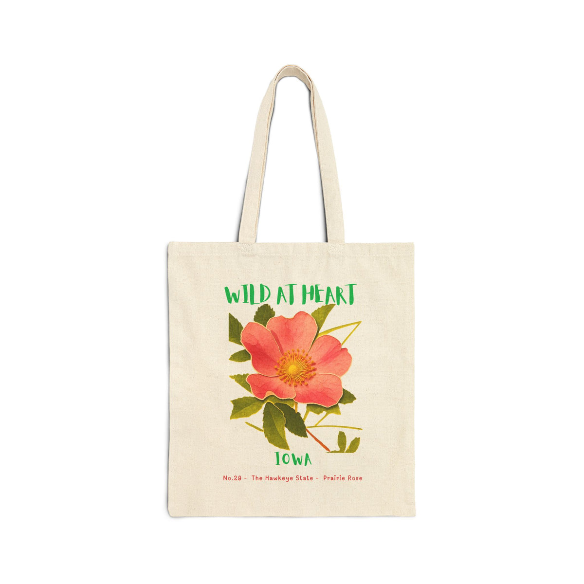 Wild at Heart Iowa Tote Bag – Prairie Rose Canvas Tote, Nature Explorer Gift for Kids