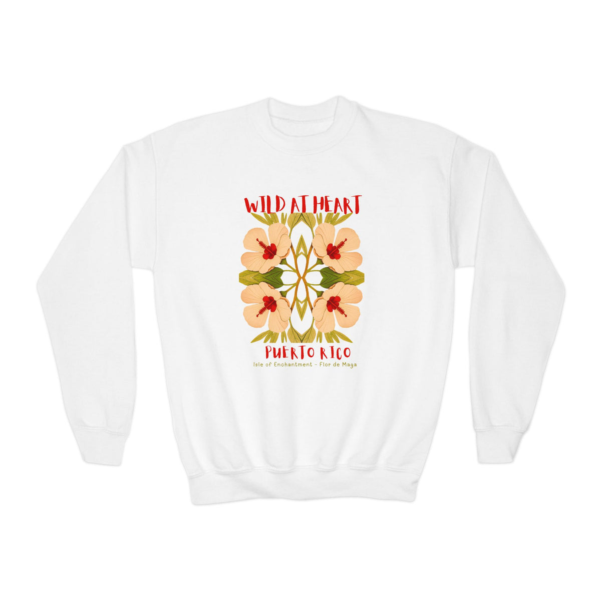 Puerto Rico Wild at Heart Youth Crewneck Sweatshirt