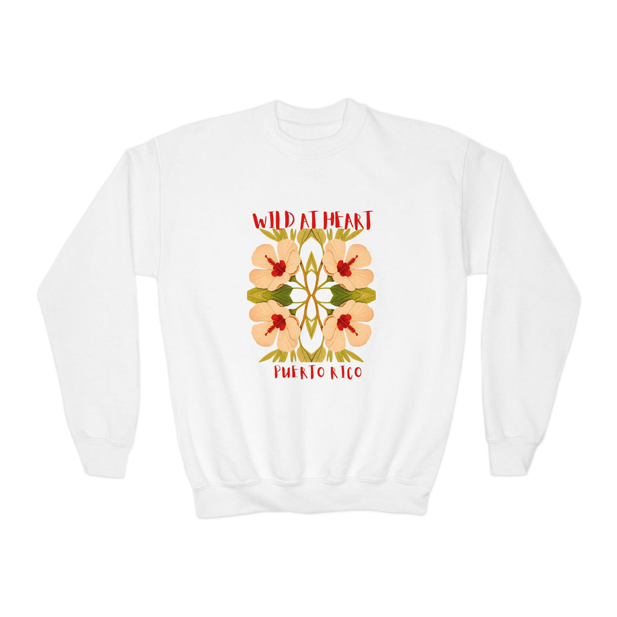 Puerto Rico Wild at Heart Youth Crewneck Sweatshirt