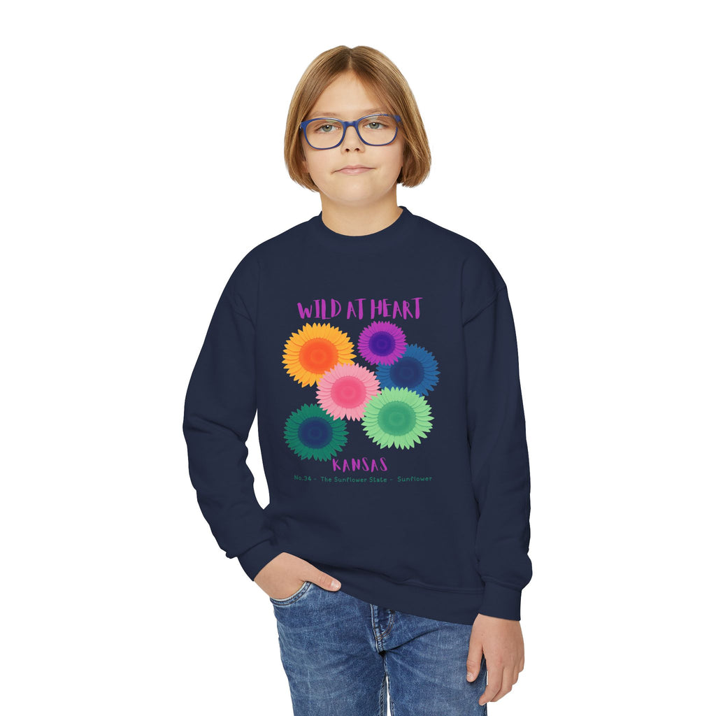 Kansas Wild at Heart Youth Crewneck Sweatshirt