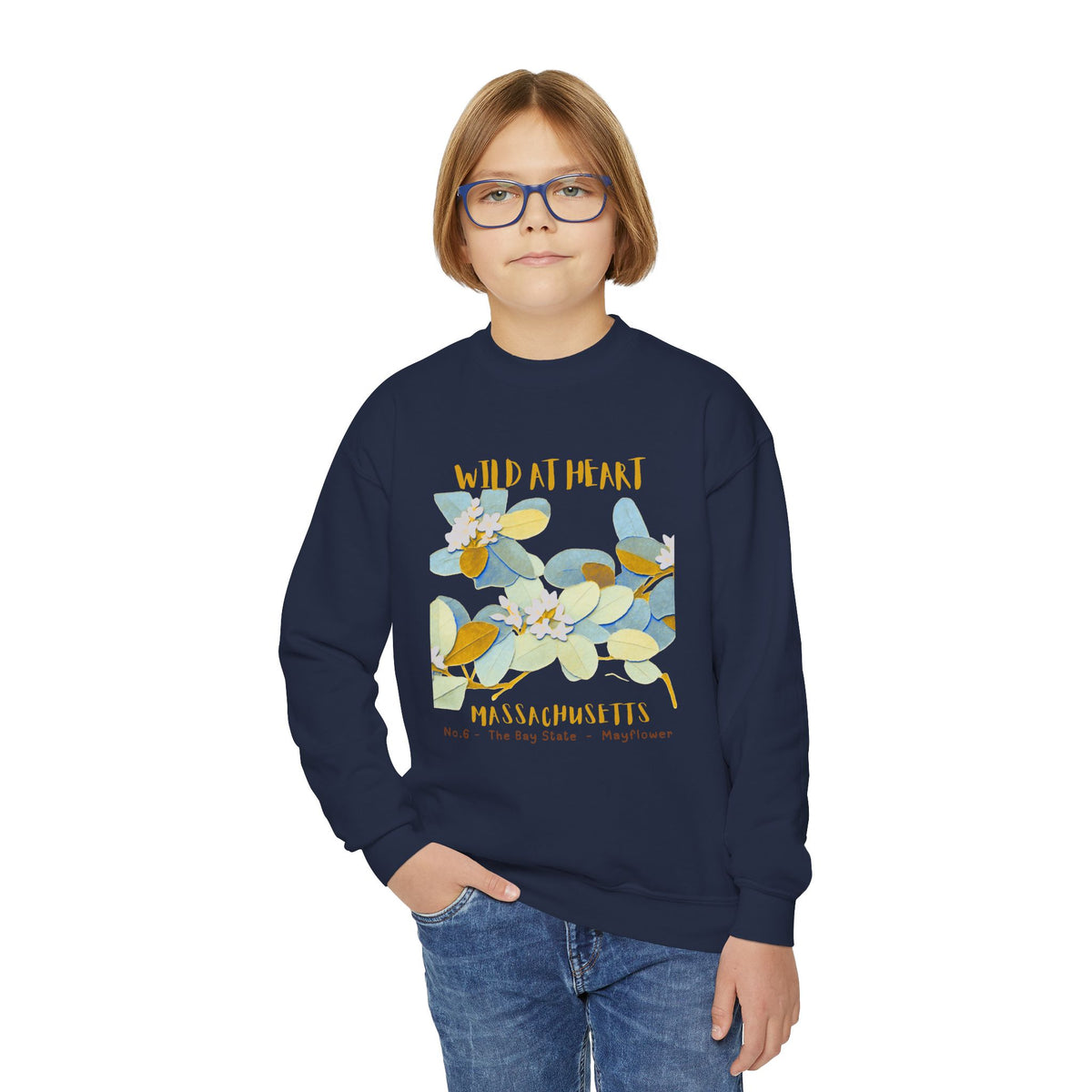 Massachusetts Wild at Heart Youth Crewneck Sweatshirt