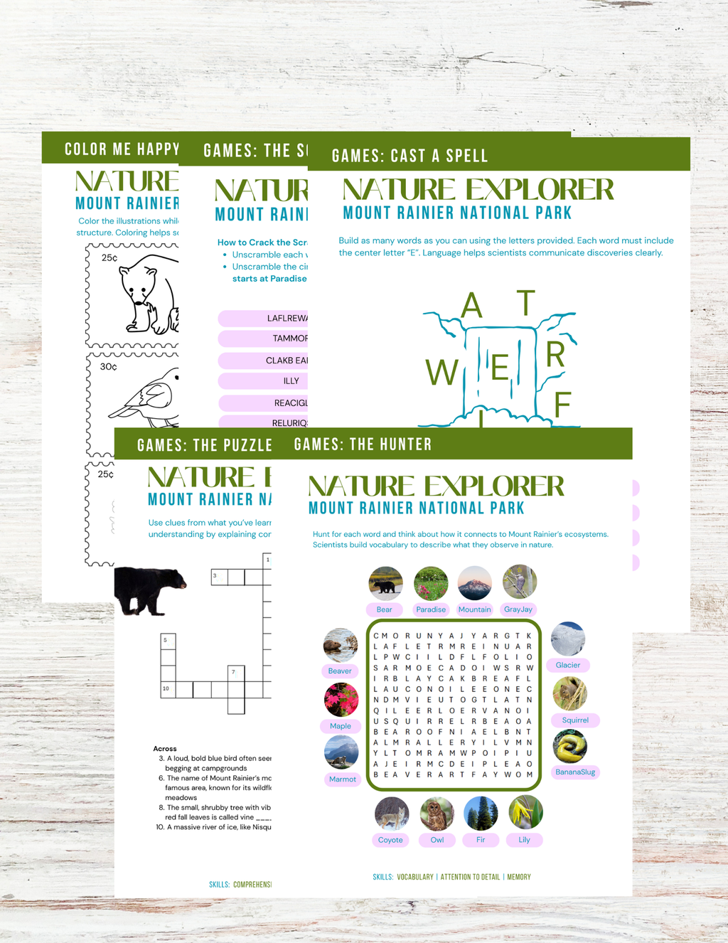 Mount Rainier National Park Activity Book for Kids