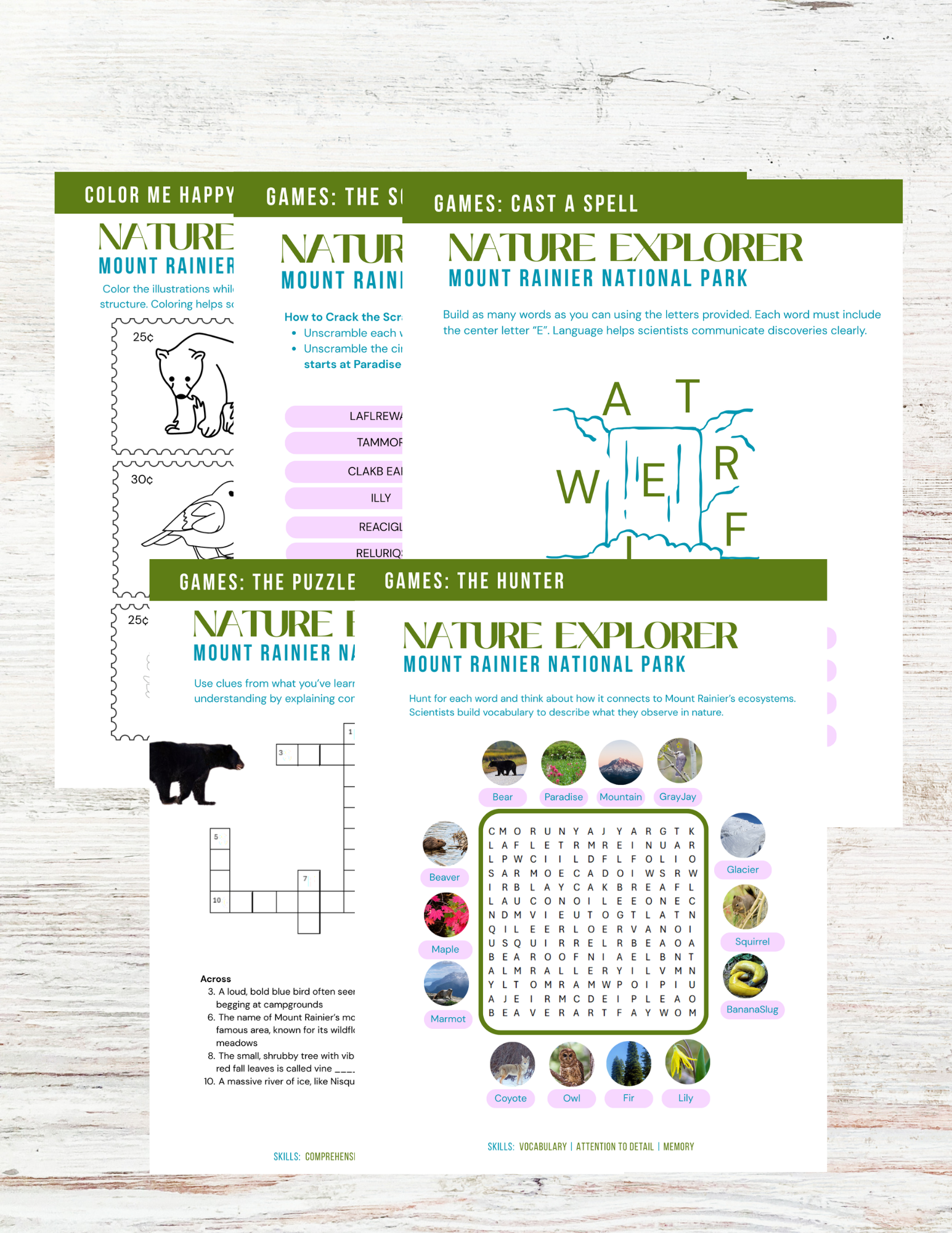 Mount Rainier National Park Activity Book for Kids