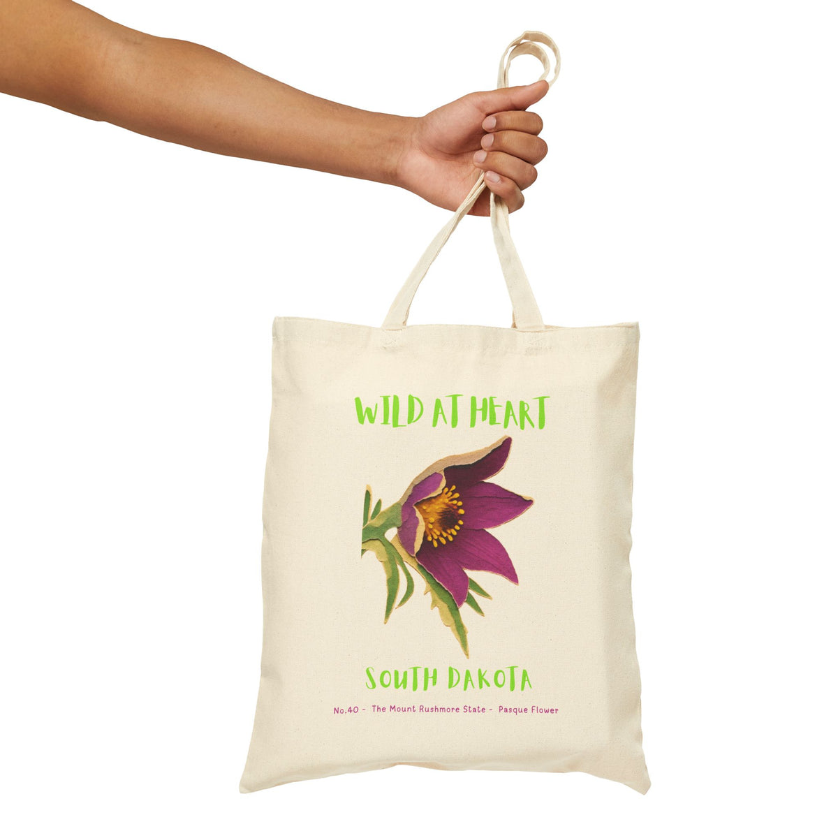Wild at Heart South Dakota Tote Bag – Canvas Nature Explorer Tote, Kids Adventure Gift