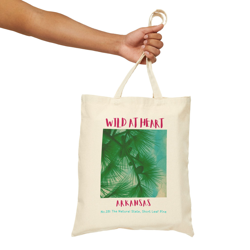 Wild at Heart Arkansas Tote Bag – Palm Print Canvas Tote, Nature Explorer Gift for Kids