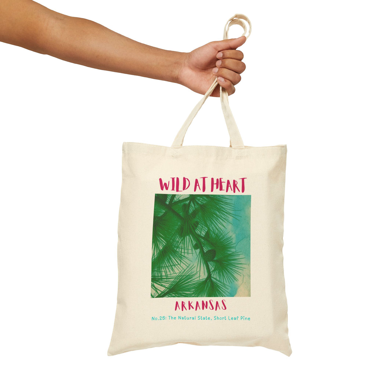 Wild at Heart Arkansas Tote Bag – Palm Print Canvas Tote, Nature Explorer Gift for Kids