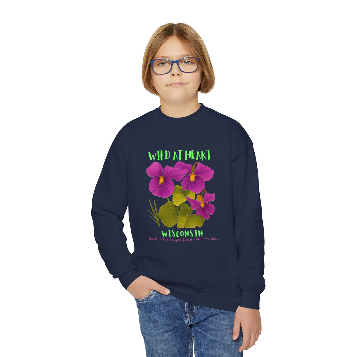 Wisconsin Wild at Heart Youth Crewneck Sweatshirt