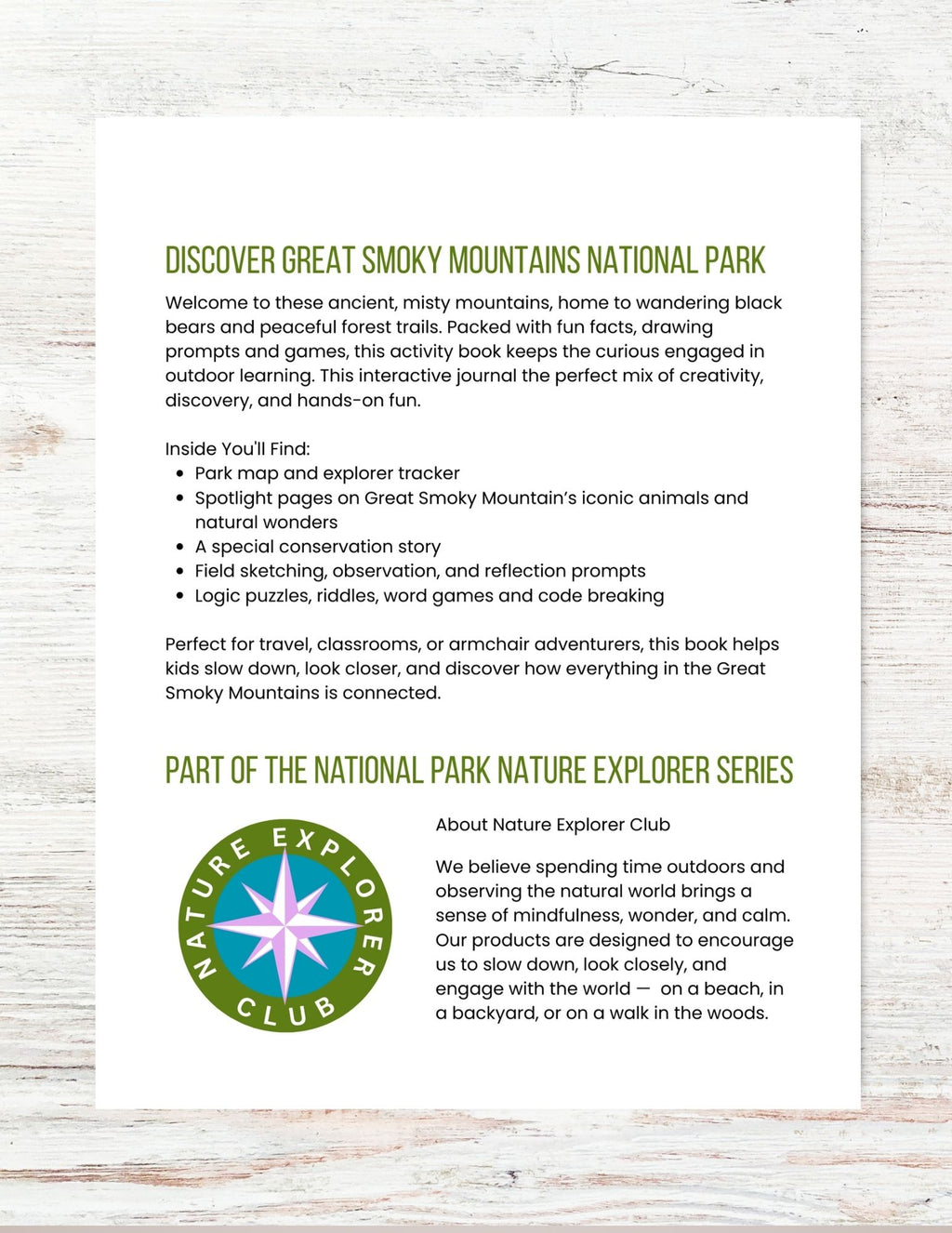 Great Smoky Mountains Activity Book for Kids