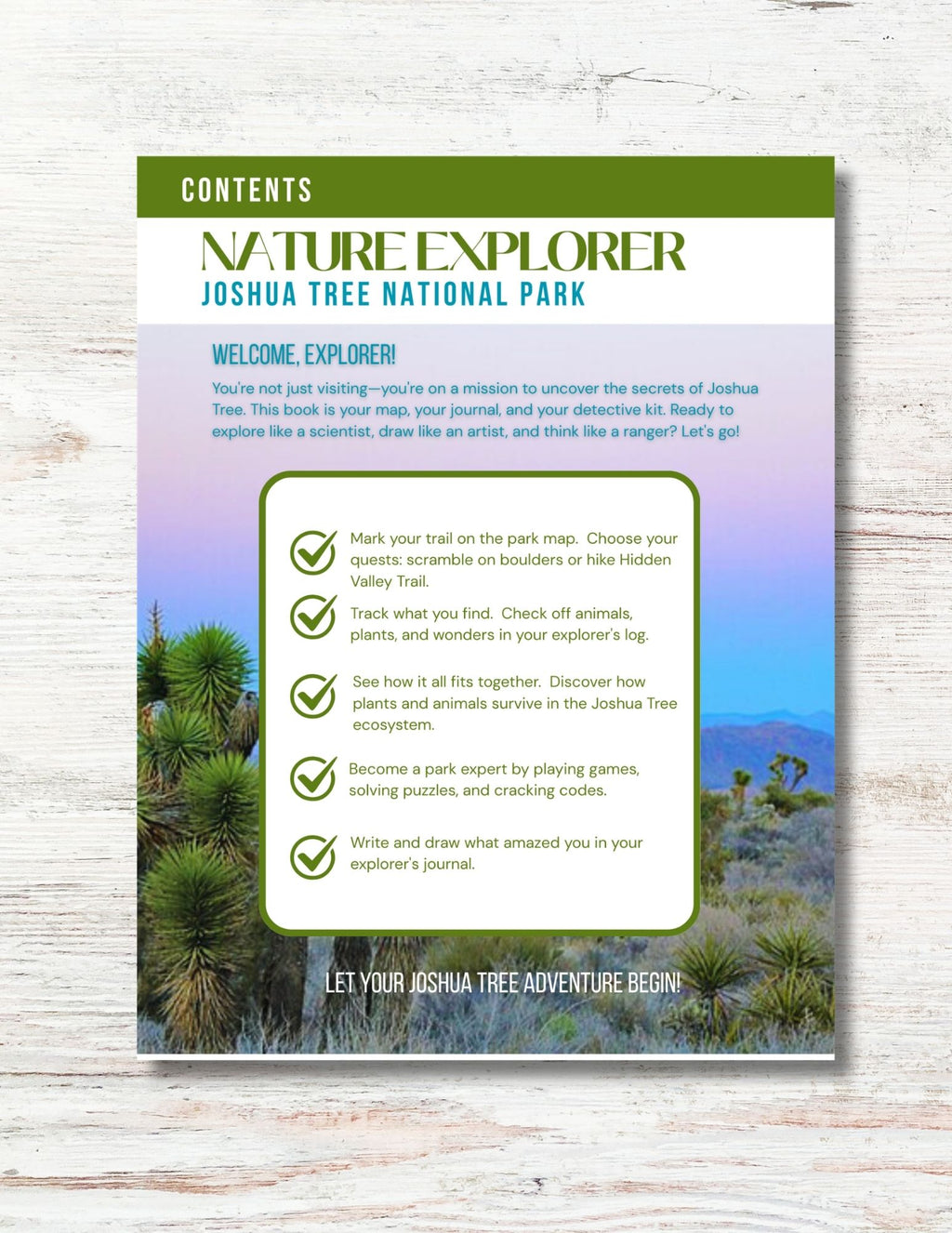 Joshua Tree National Park Activity Book for Kids