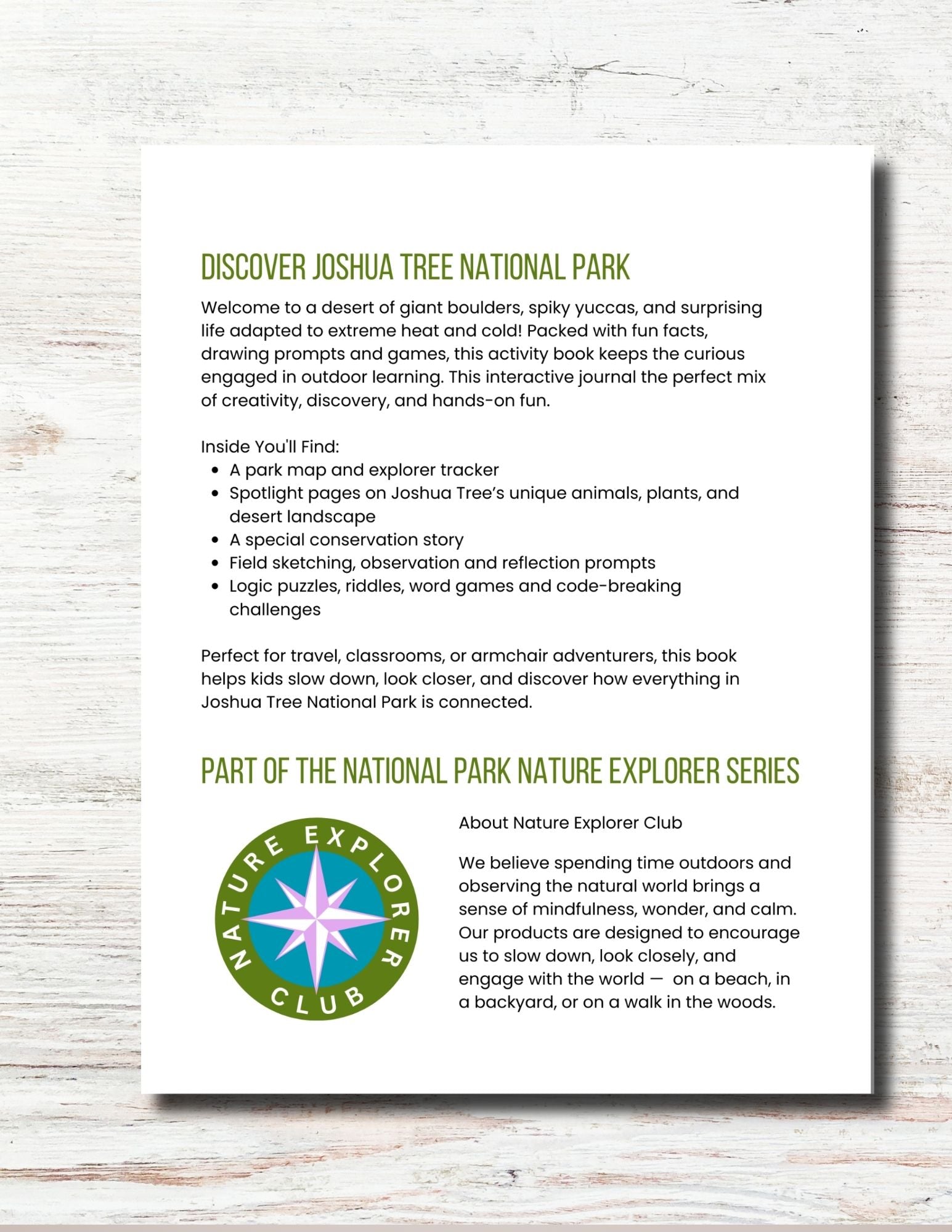 Joshua Tree National Park Activity Book for Kids