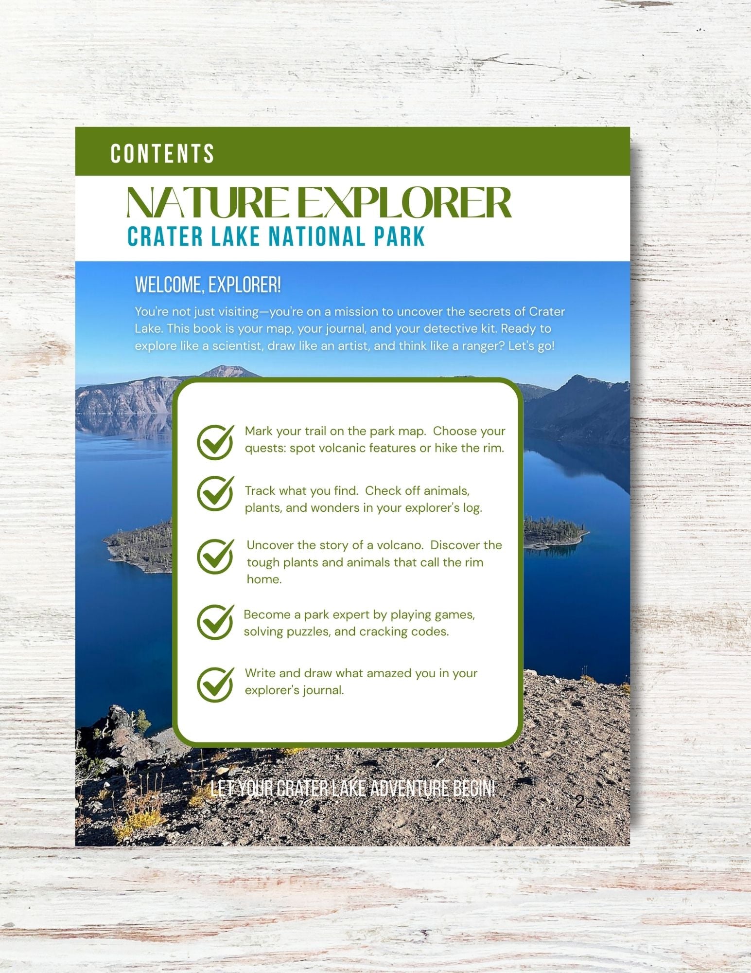 Crater Lake National Park Activity Book for Kids