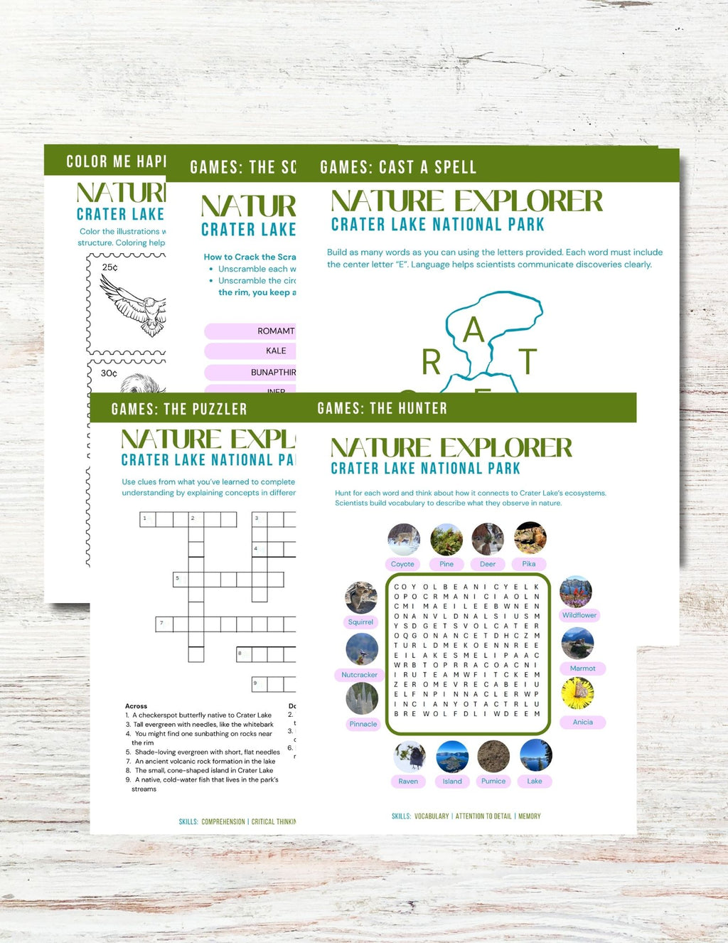 Crater Lake National Park Activity Book for Kids