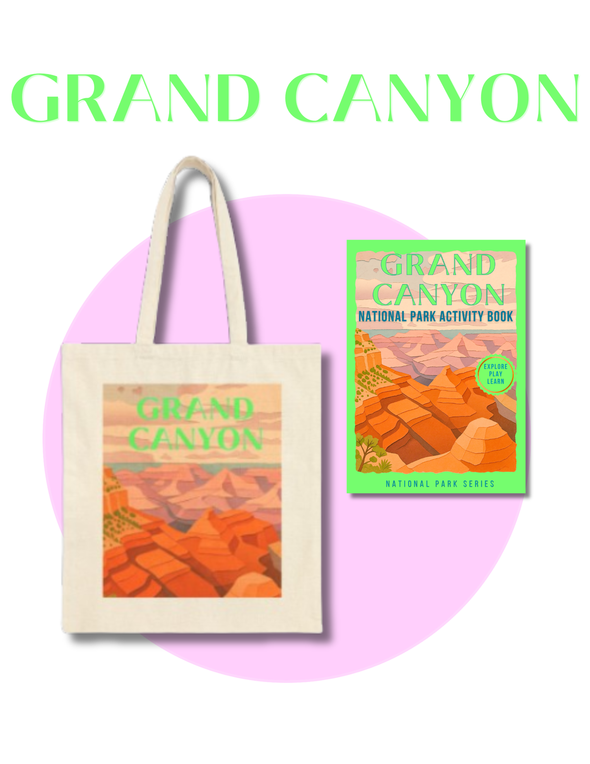 Wild at Heart Grand Canyon National Park Gift Set – Activity Book + Canvas Tote, Kids Explorer Bundle