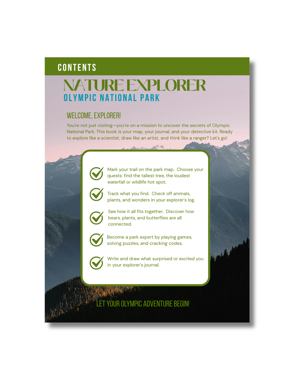Olympic National Park Activity Book for Kids