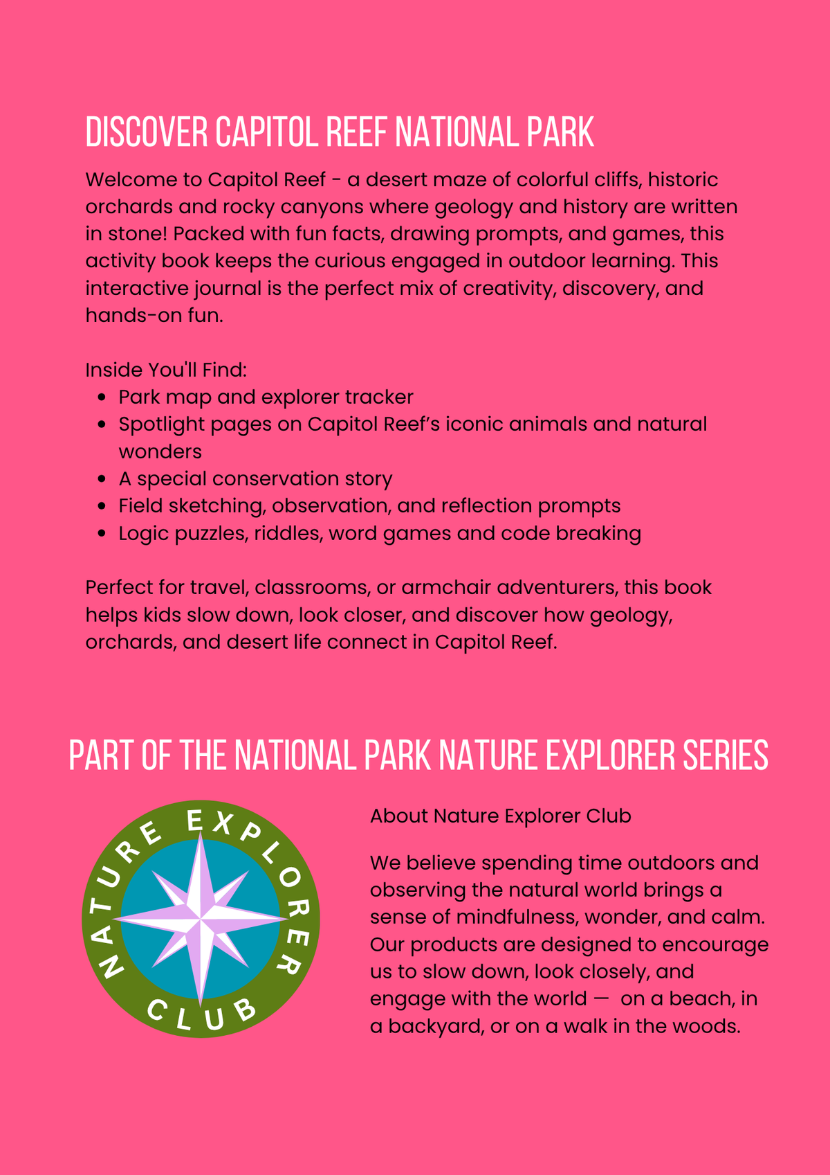 Capitol Reef National Park Activity Book for Kids