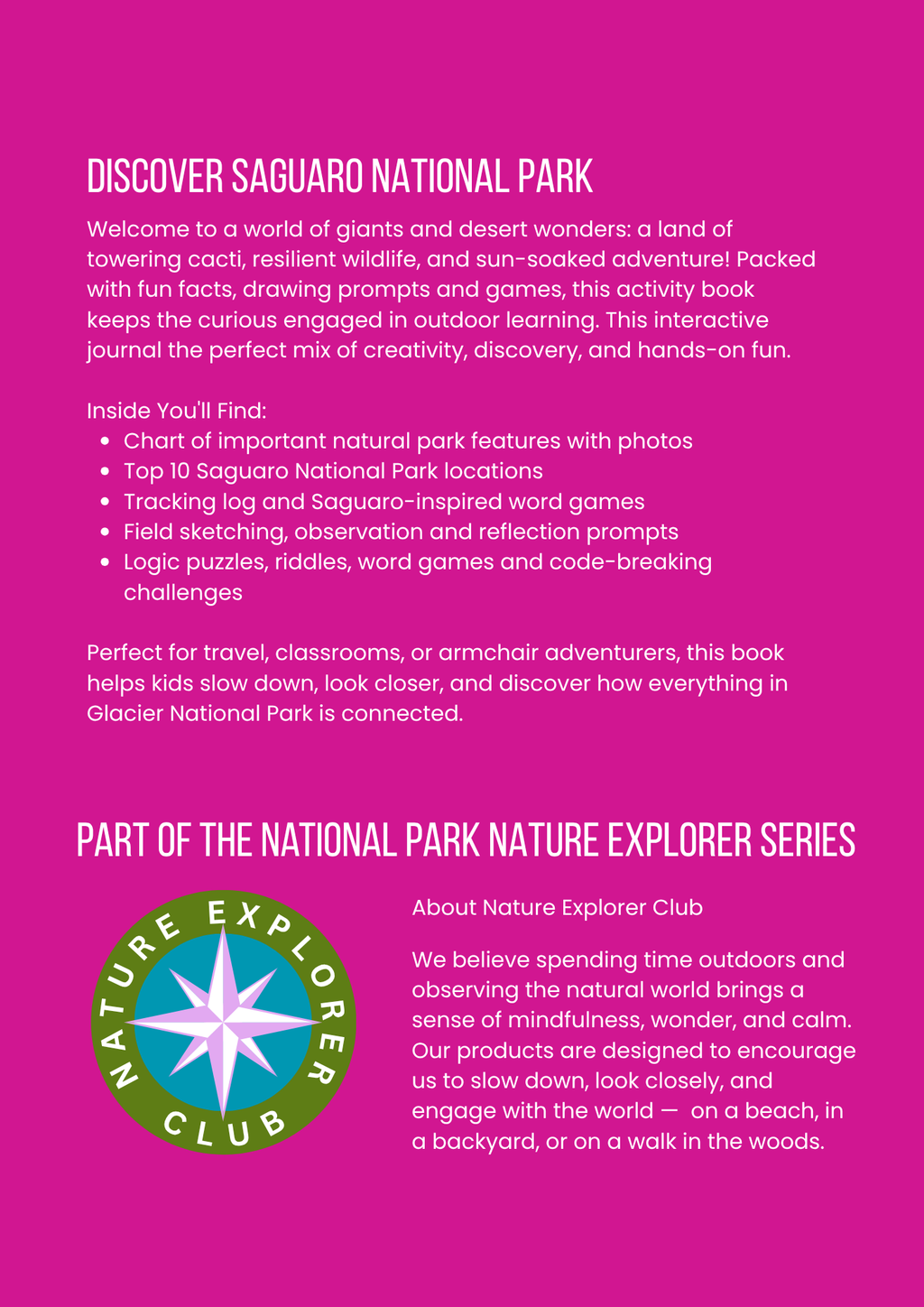 Saguaro National Park Activity Book for Kids